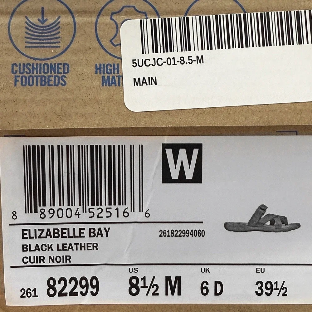 Clarks Elizabelle Bay Leather Sandals - NWT‎ Womens Size 8.5 Black - #49242-ZZ5